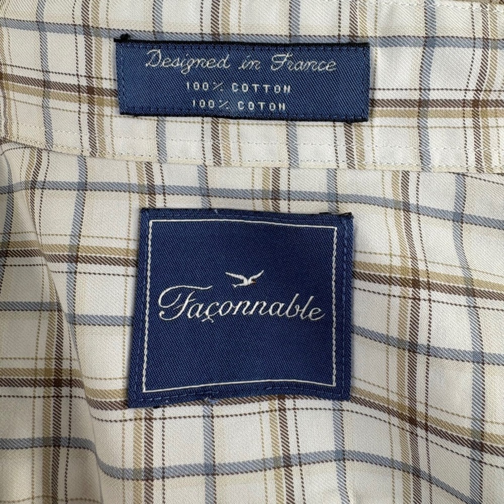Facconable Men's Long Sleeve Button Down Plaid Shirt 100% Cotton READ‎ SIZE INFO - Picture 5 of 7
